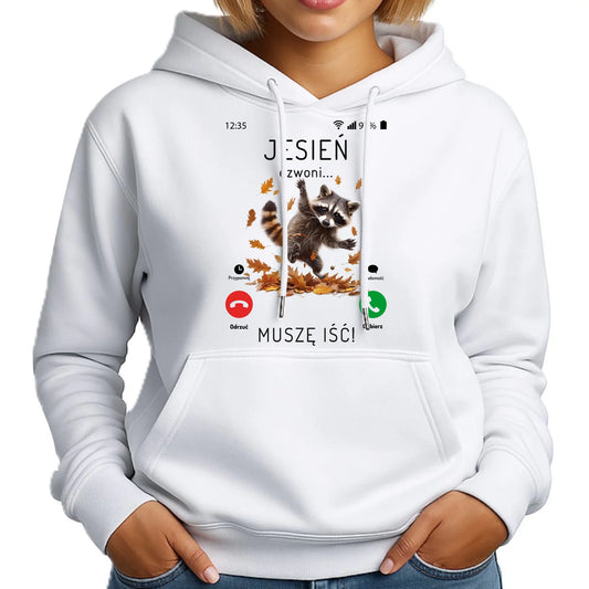 Bluza damska z kapturem jesienna - Jesień dzwoni muszę iść JS18 - StoryCups.pl