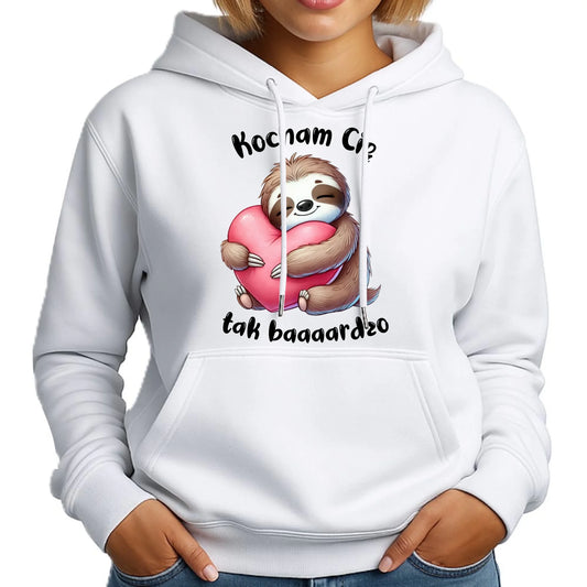 Bluza damska z kapturem - Leniwiec Kocham Cię tak baaaardzo W16 - StoryCups.pl