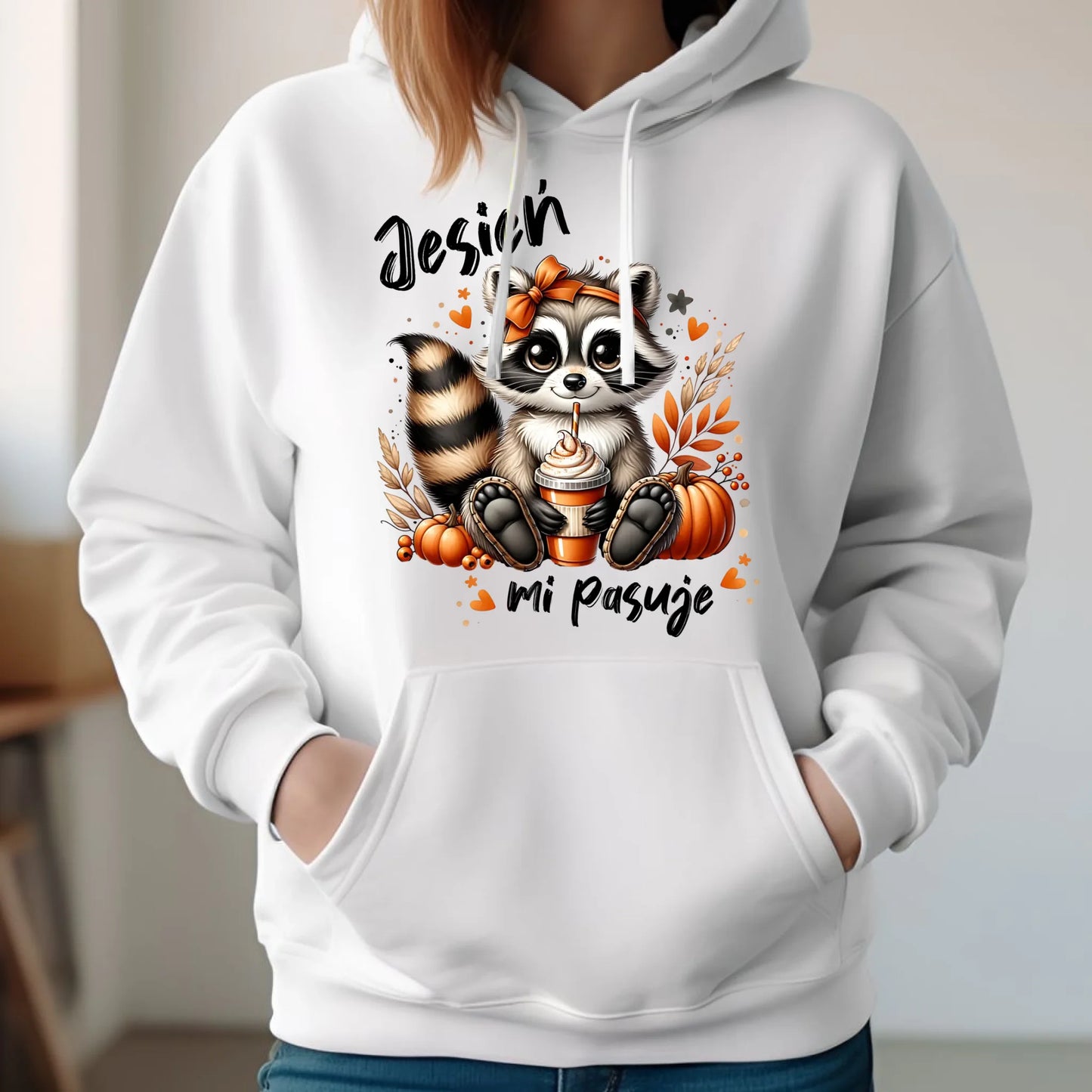 Bluza damska z kapturem jesienna - Jesień mi pasuje JS25