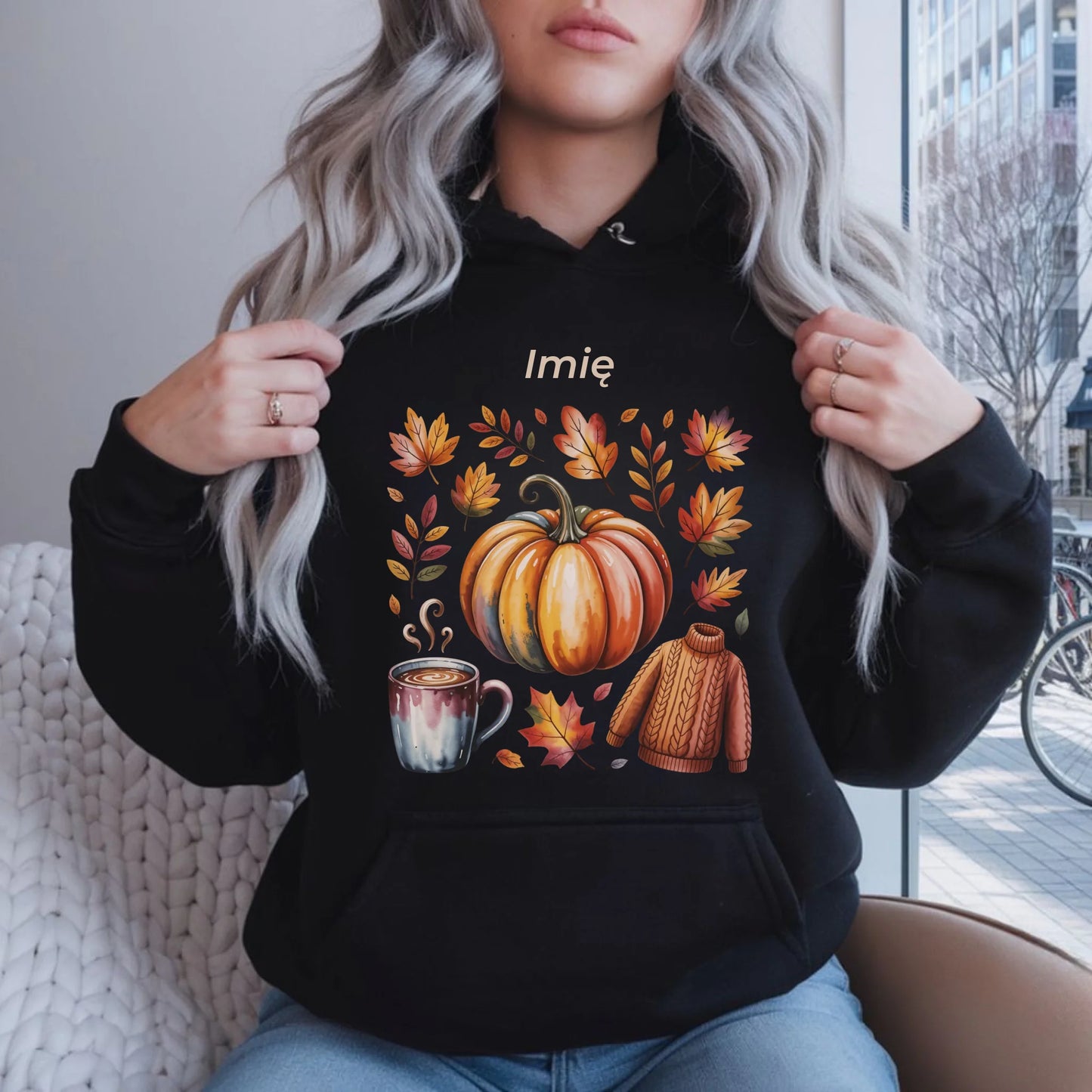 Bluza damska z kapturem jesienna - Złota jesień - personalizowana JS30