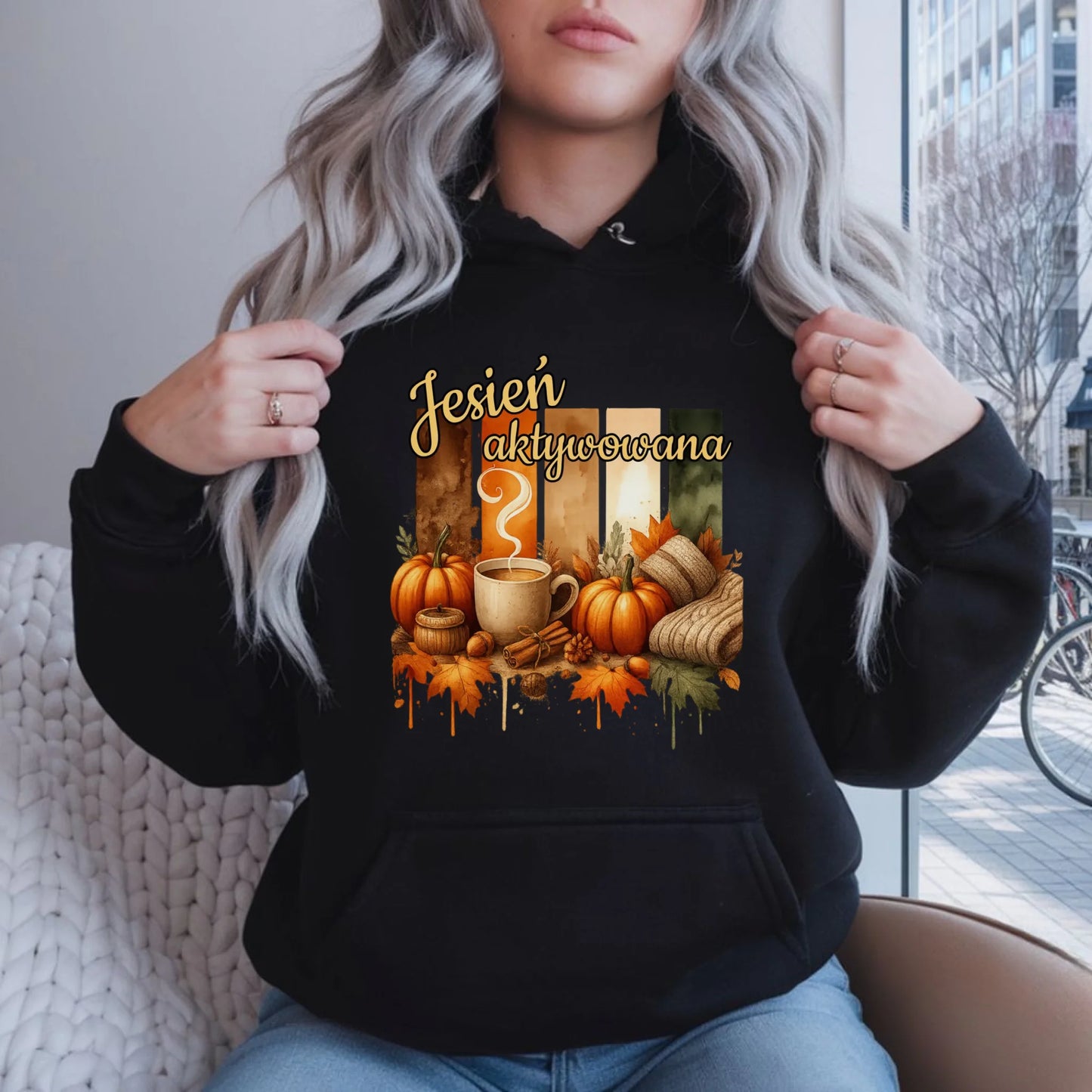 Bluza damska z kapturem jesienna - Jesień aktywowana JS26
