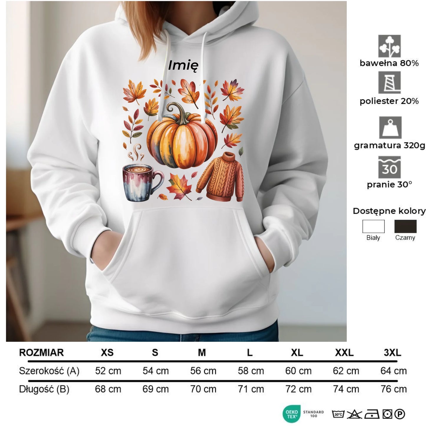 Bluza damska z kapturem jesienna - Złota jesień - personalizowana JS30