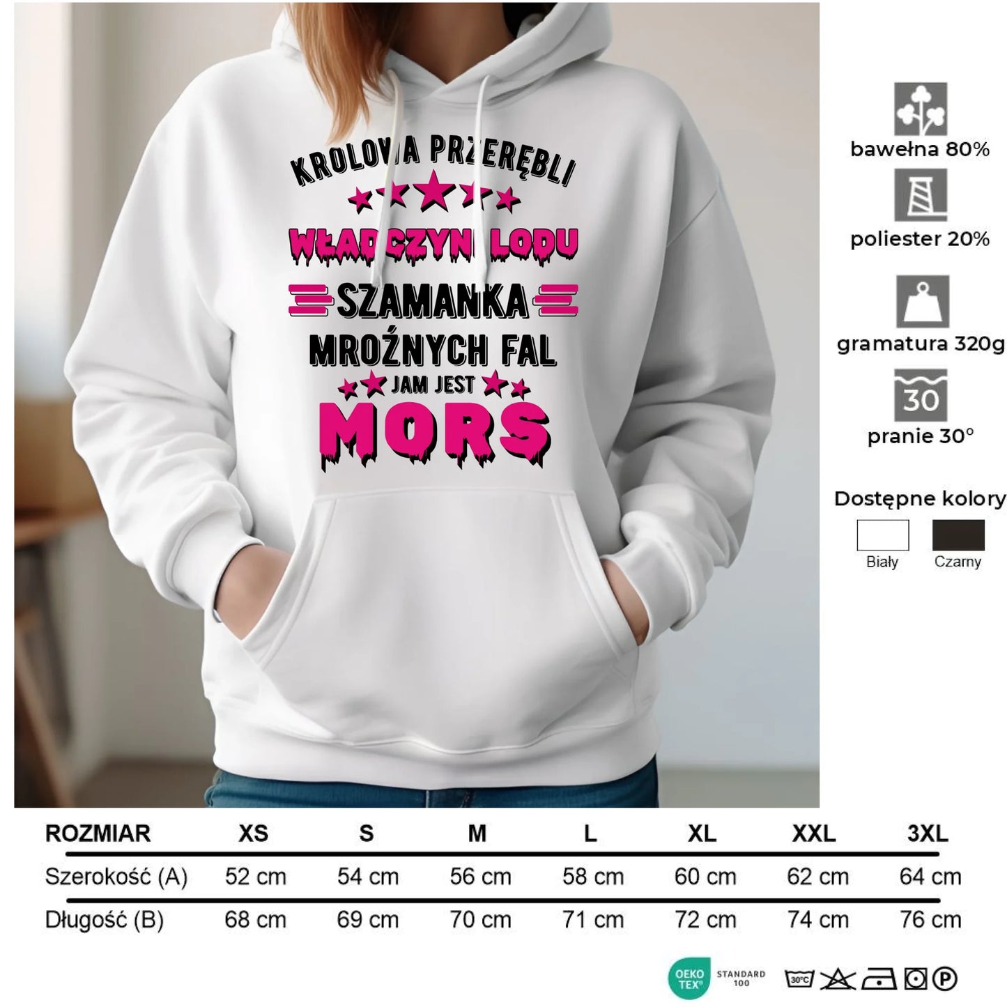 Bluza damska z kapturem - prezent dla morsa - Królowa przerębli Jam jest mors HM17 - StoryCups.pl