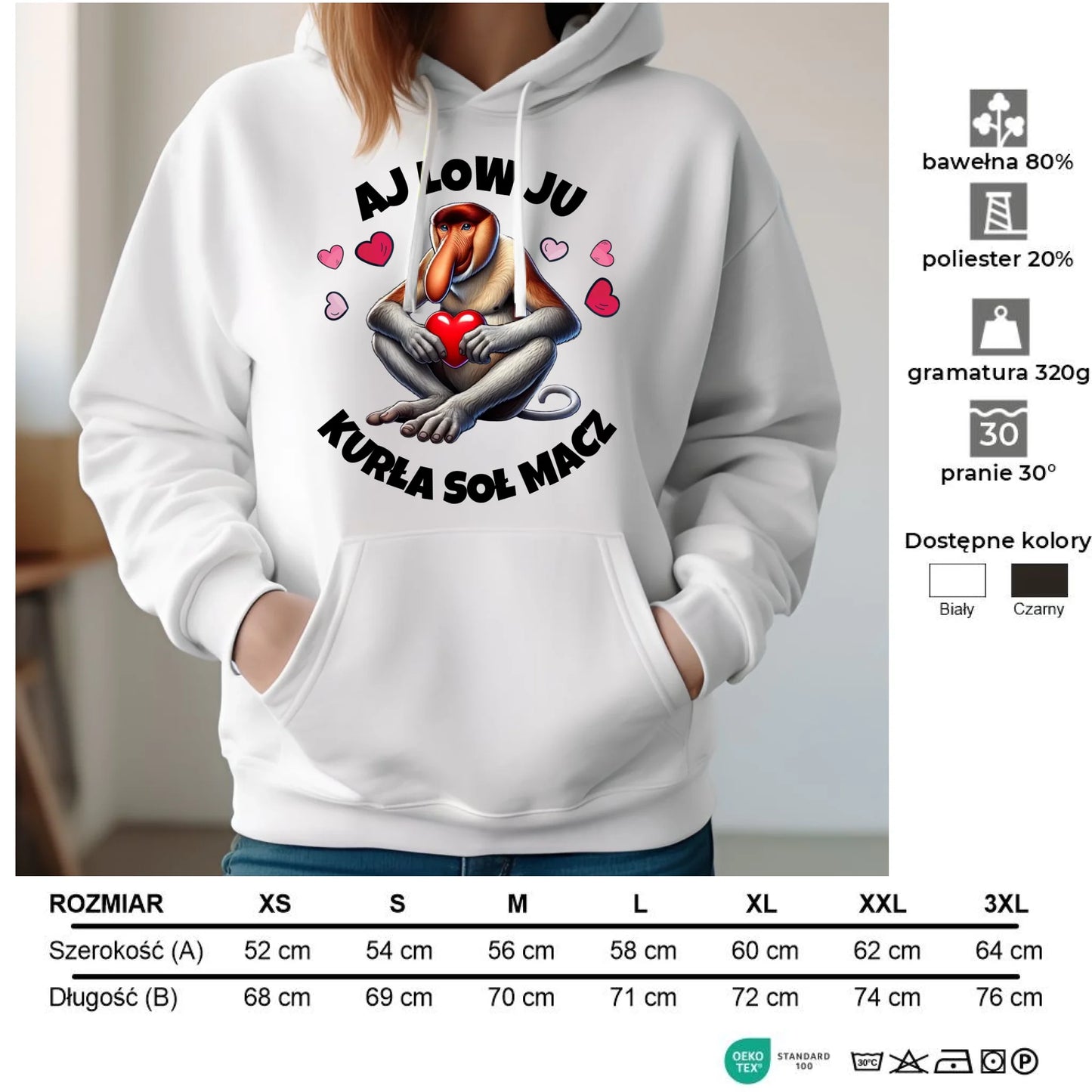 Bluza damska z kapturem - Janusz nosacz - Aj low ju kurła W26 - StoryCups.pl