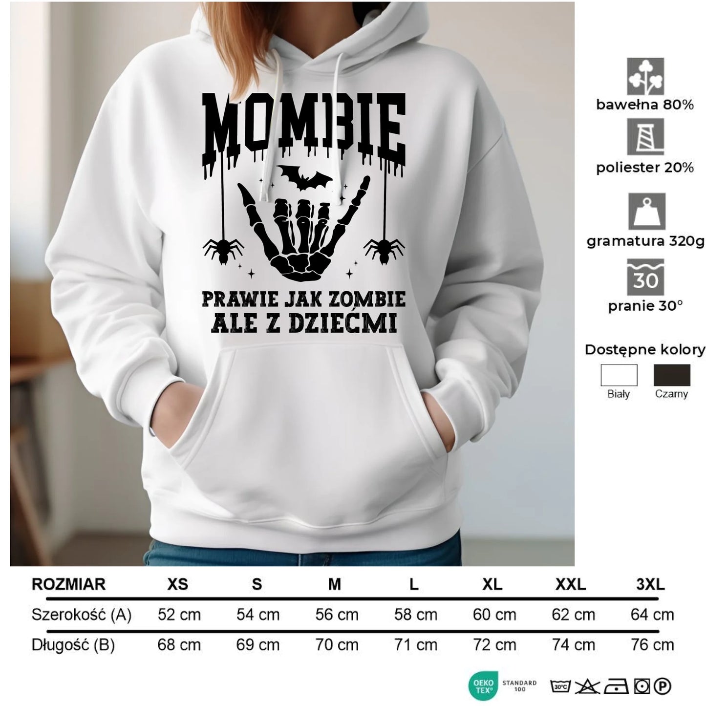 Bluza damska z kapturem dla mamy - Mombie - zombie z dziećmi HL18 - StoryCups.pl