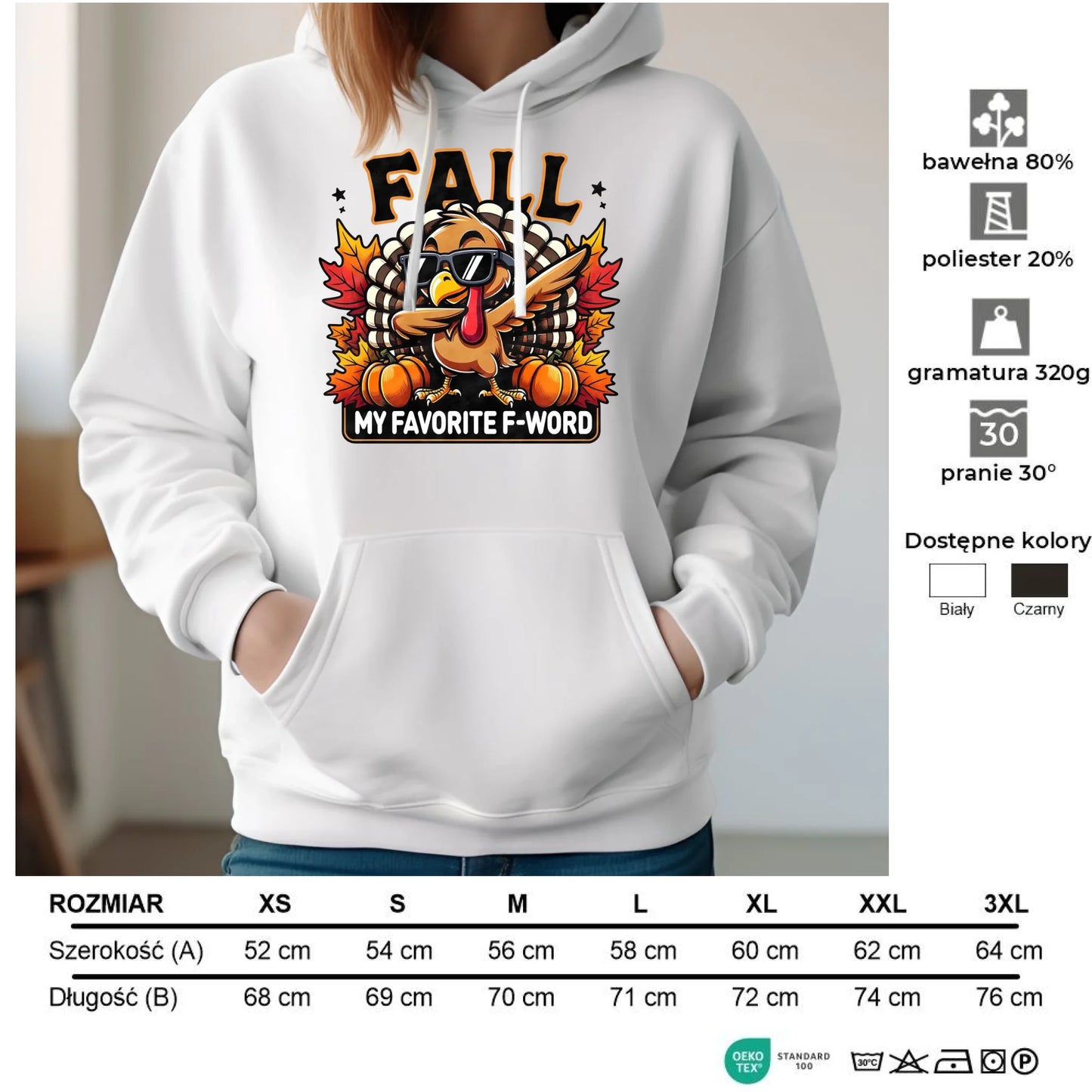 Bluza damska z kapturem jesieniara - FALL my favorite F-word JS11 - StoryCups.pl