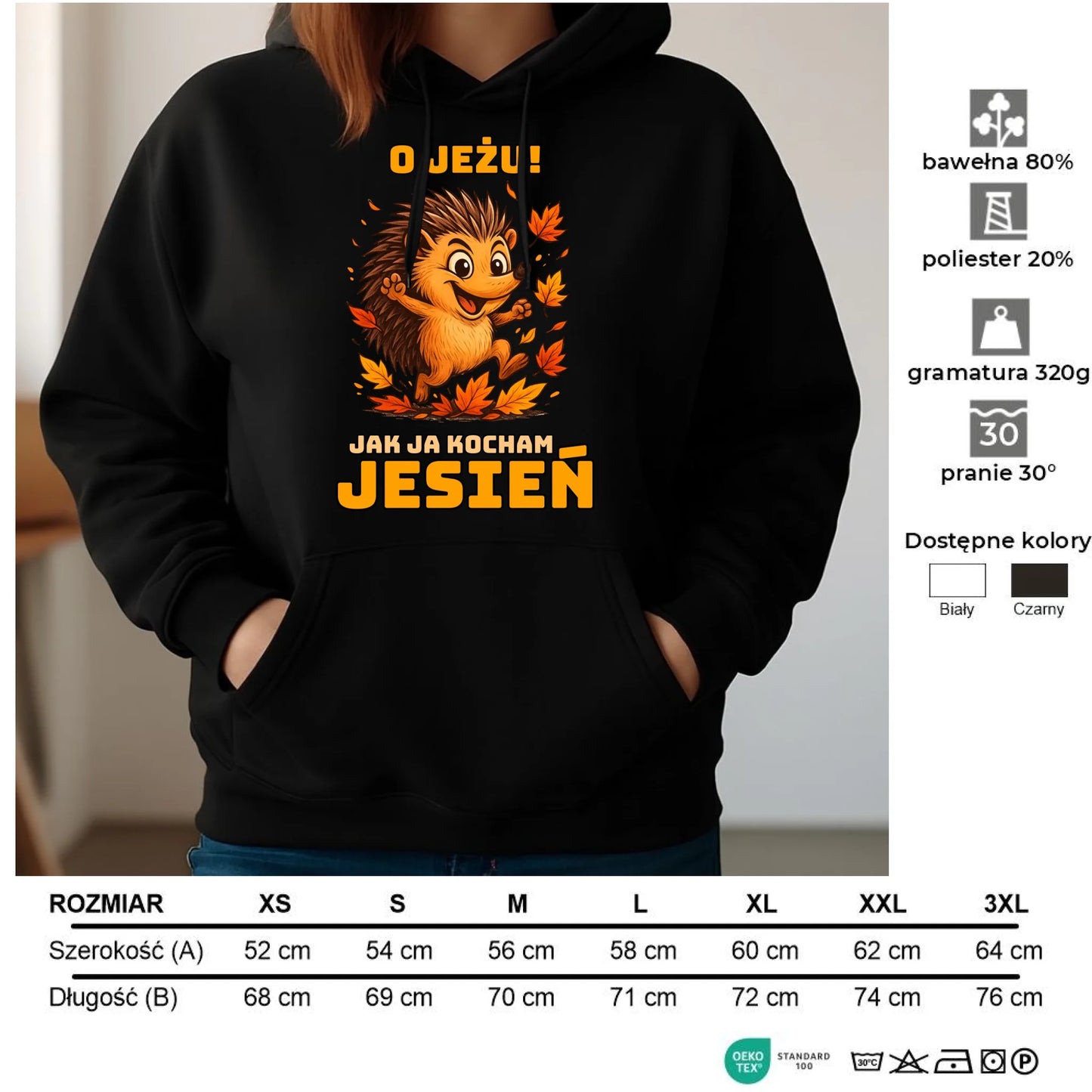 Bluza damska z kapturem jesienna - O JEŻU! Jak ja kocham jesień JS31