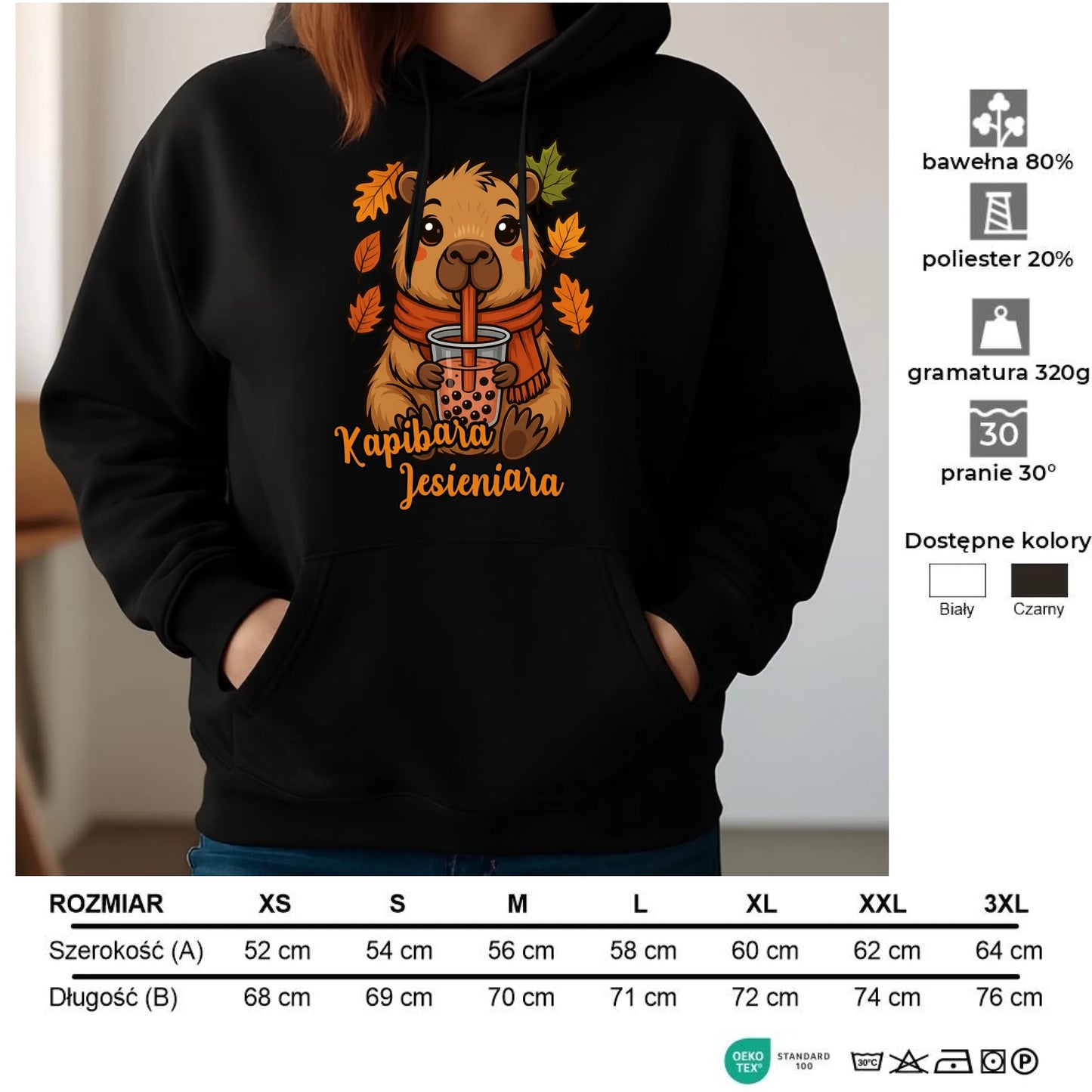 Bluza damska z kapturem jesienna - Kapibara Jesieniara JS19 - StoryCups.pl