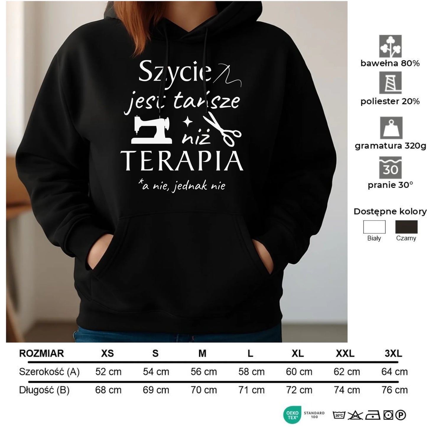 Bluza damska z kapturem szyciowa dla krawcowej - Szycie tańsze niż terapia HS04