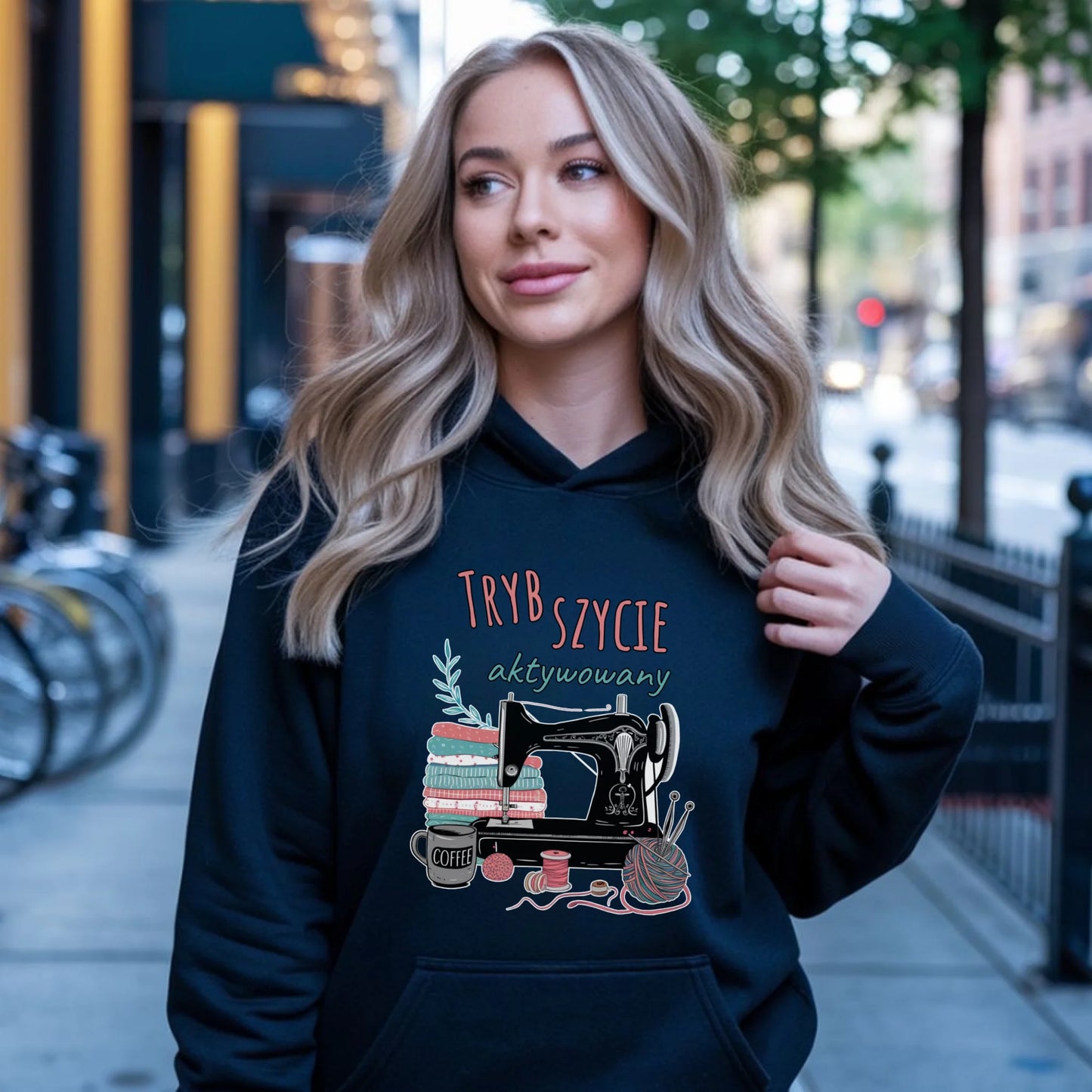 Bluza damska z kapturem szyciowa dla krawcowej - Tryb szycie aktywowany HS06