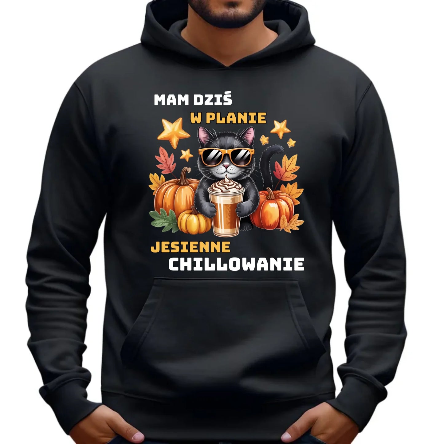 Bluza męska z kapturem jesienna - Mam dziś w planie jesienne chillowanie JS34