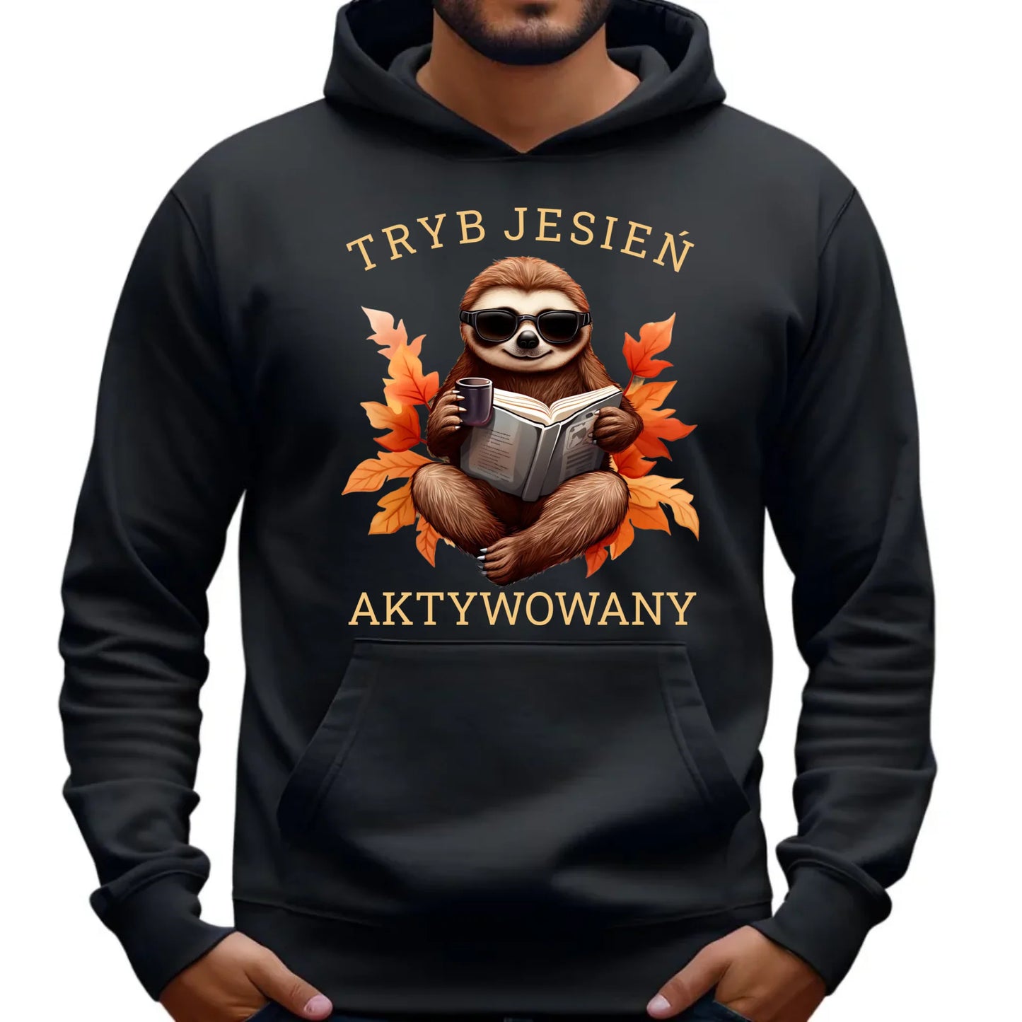 Bluza męska z kapturem jesienna - Leniwiec - Tryb jesień aktywowany JS23