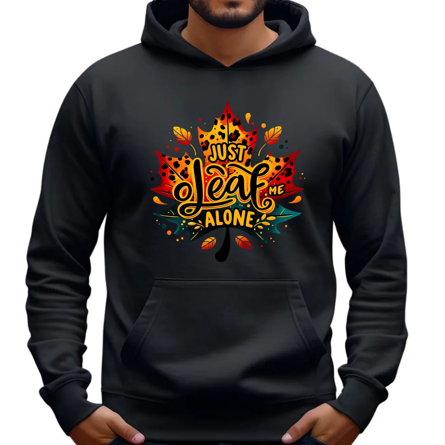 Bluza męska z kapturem jesienna - Just leaf me alone JS22