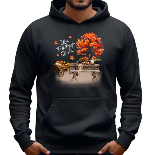 Bluza męska z kapturem jesienna – Jesienny piknik z dyniami JS04