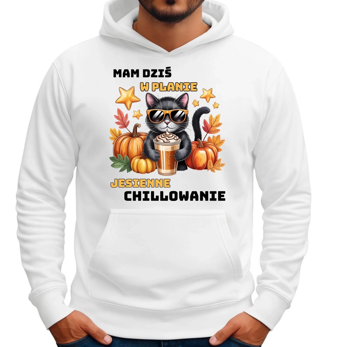 Bluza męska z kapturem jesienna - Mam dziś w planie jesienne chillowanie JS34