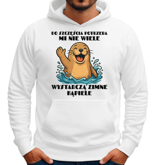 Bluza męska z kapturem - prezent dla morsa - Do szczęścia potrzeba mi nie wiele HM06 - StoryCups.pl