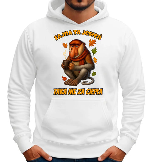 Bluza męska z kapturem jesienna - Janusz Nosacz - Fajna ta jesień, taka nie za ciepła JS21 - StoryCups.pl