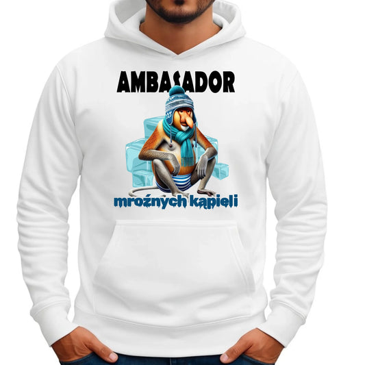 Bluza męska z kapturem - prezent dla morsa - Janusz Nosacz Mors - Ambasador mroźnych kąpieli HM03 - StoryCups.pl
