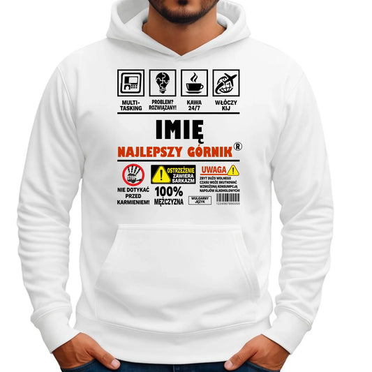 Bluza męska z kapturem - prezent dla górnika - Najlepszy górnik 24/7 - personalizowana G11 - StoryCups.pl