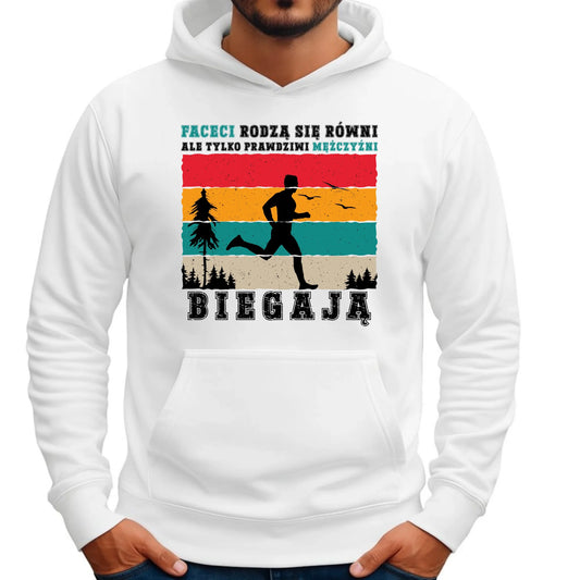 Bluza męska z kapturem dla biegacza - Prawdziwi mężczyźni biegają HB02 - StoryCups.pl