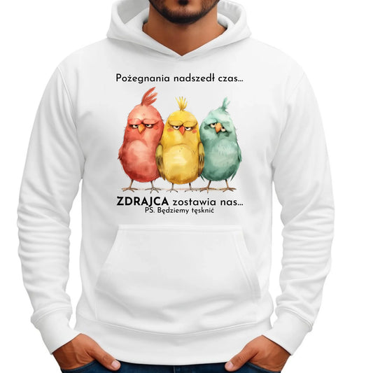 Bluza męska z kapturem na odejście z pracy - Pożegnania nadszedł czas OP05 - StoryCups.pl