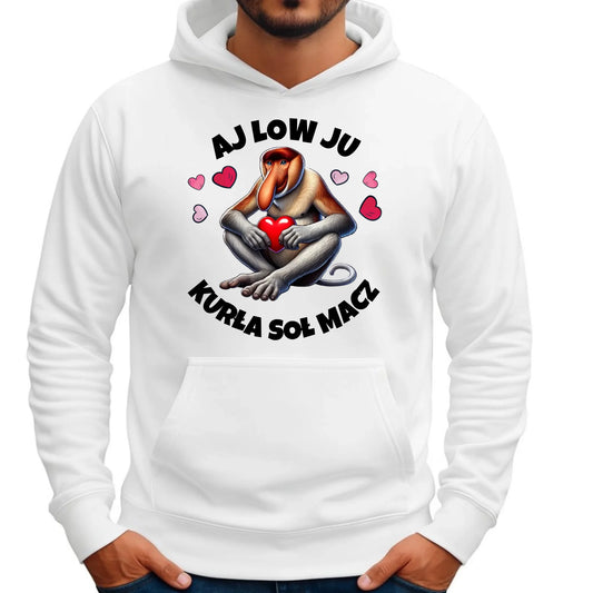 Bluza męska z kapturem - Janusz nosacz - Aj low ju kurła W26 - StoryCups.pl