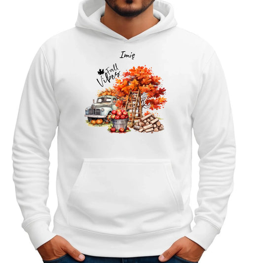 Bluza męska z kapturem jesienna – Vintage auto dynie i jabłka – personalizowana JS07