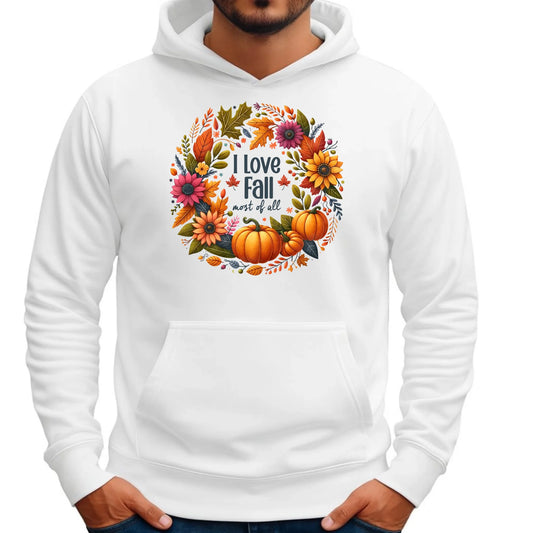 Bluza męska z kapturem jesienna - Kocham jesień - dynia z liśćmi JS03