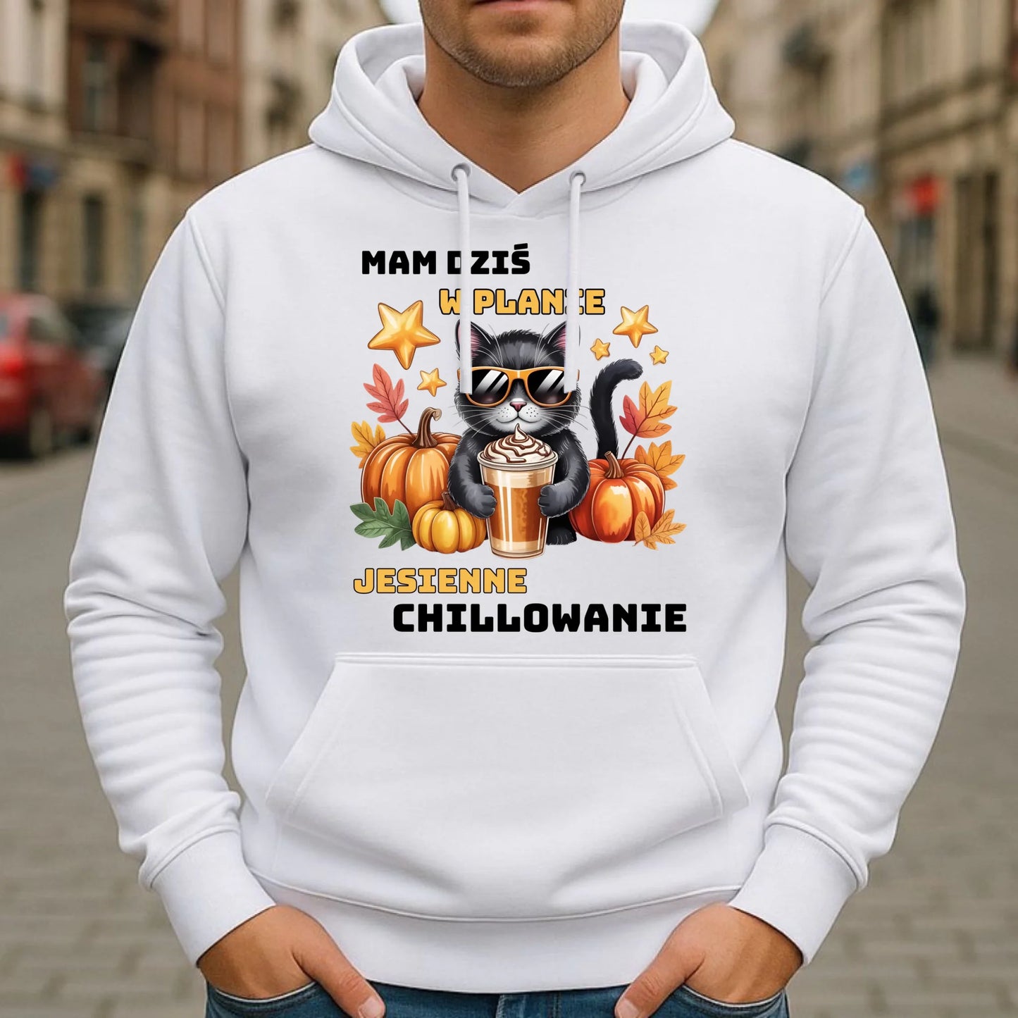 Bluza męska z kapturem jesienna - Mam dziś w planie jesienne chillowanie JS34