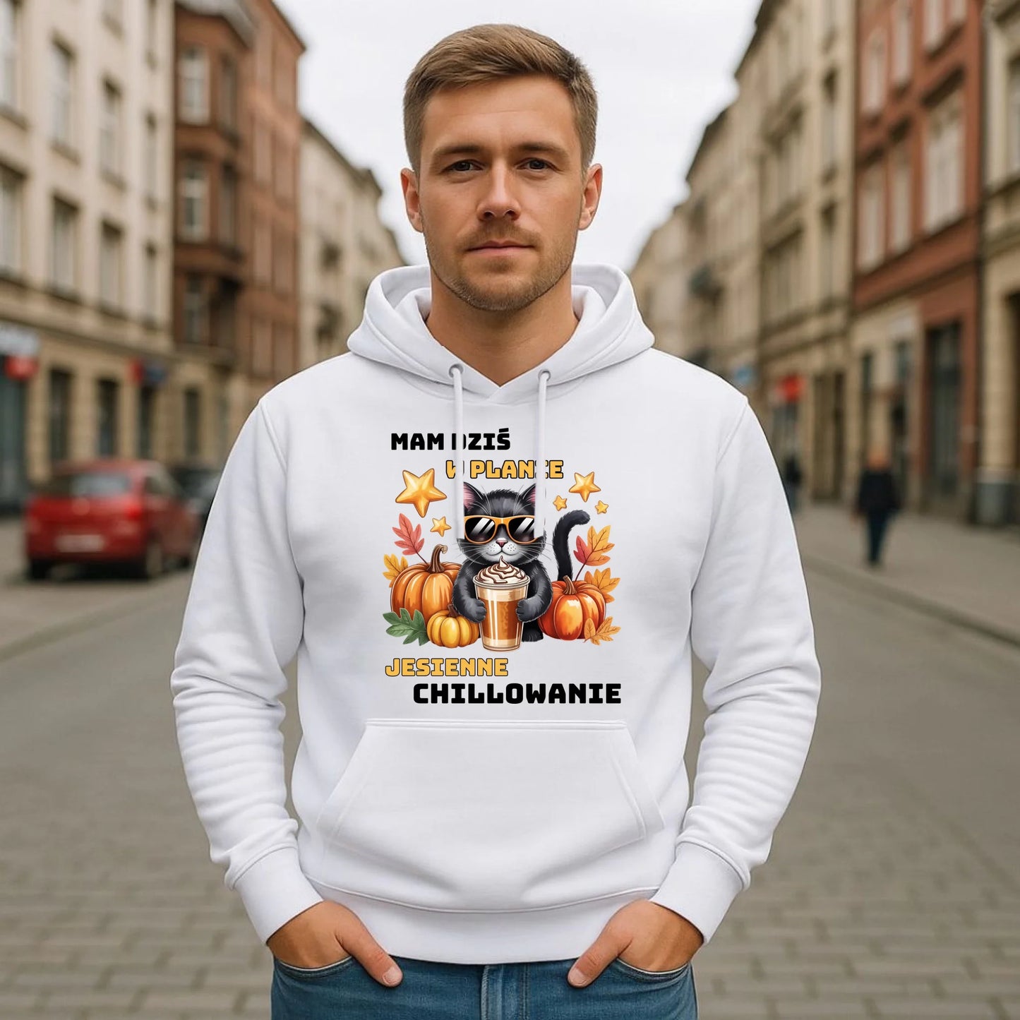 Bluza męska z kapturem jesienna - Mam dziś w planie jesienne chillowanie JS34