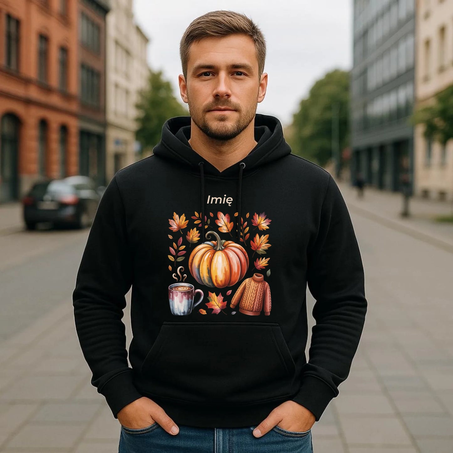 Bluza męska z kapturem jesienna - Złota jesień - personalizowana JS30