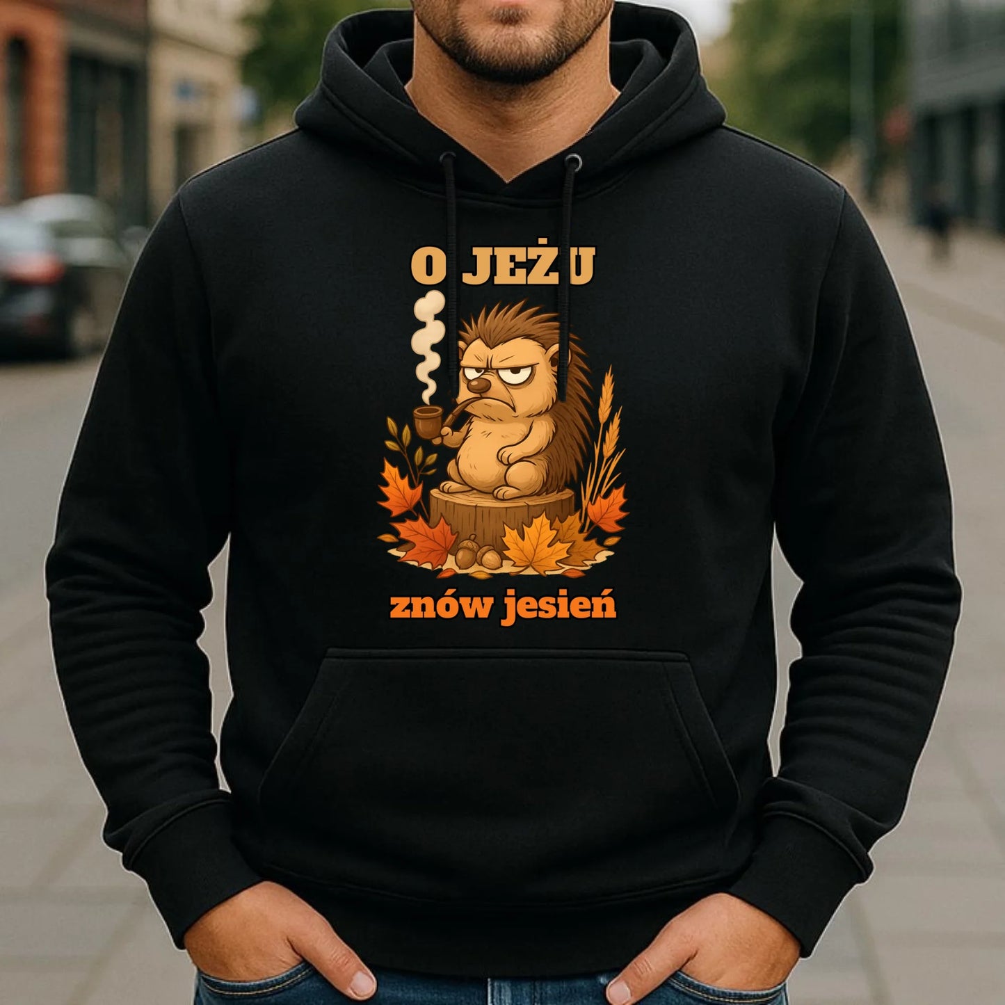 Bluza męska z kapturem jesienna - O jeżu znów jesień JS20 - StoryCups.pl