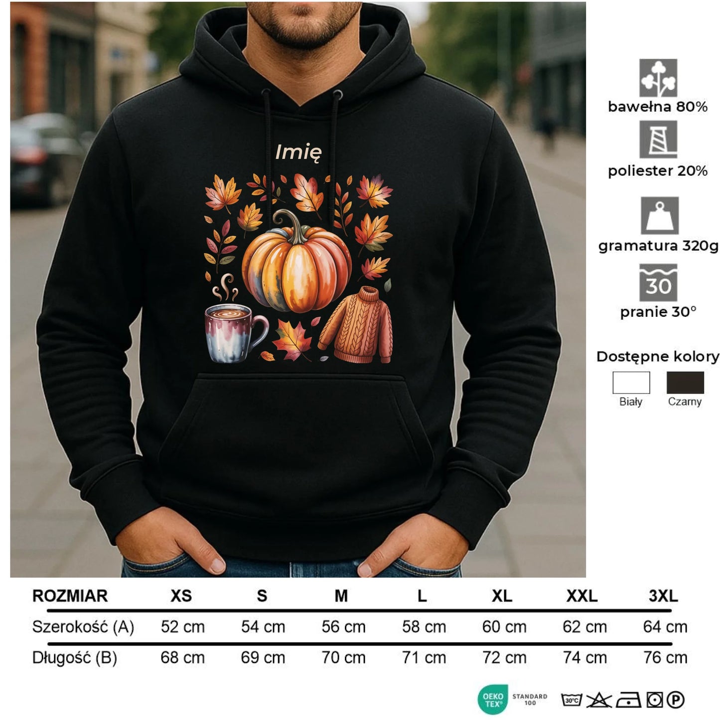 Bluza męska z kapturem jesienna - Złota jesień - personalizowana JS30