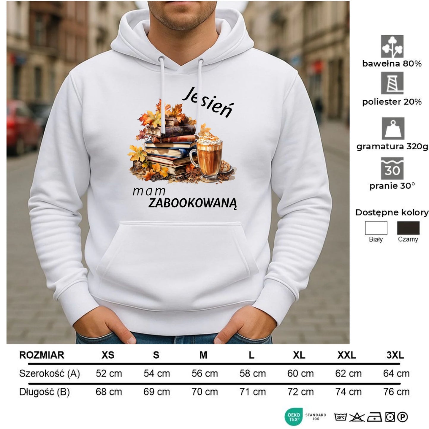 Bluza męska z kapturem jesienna - Jesień mam zabookowaną JS28