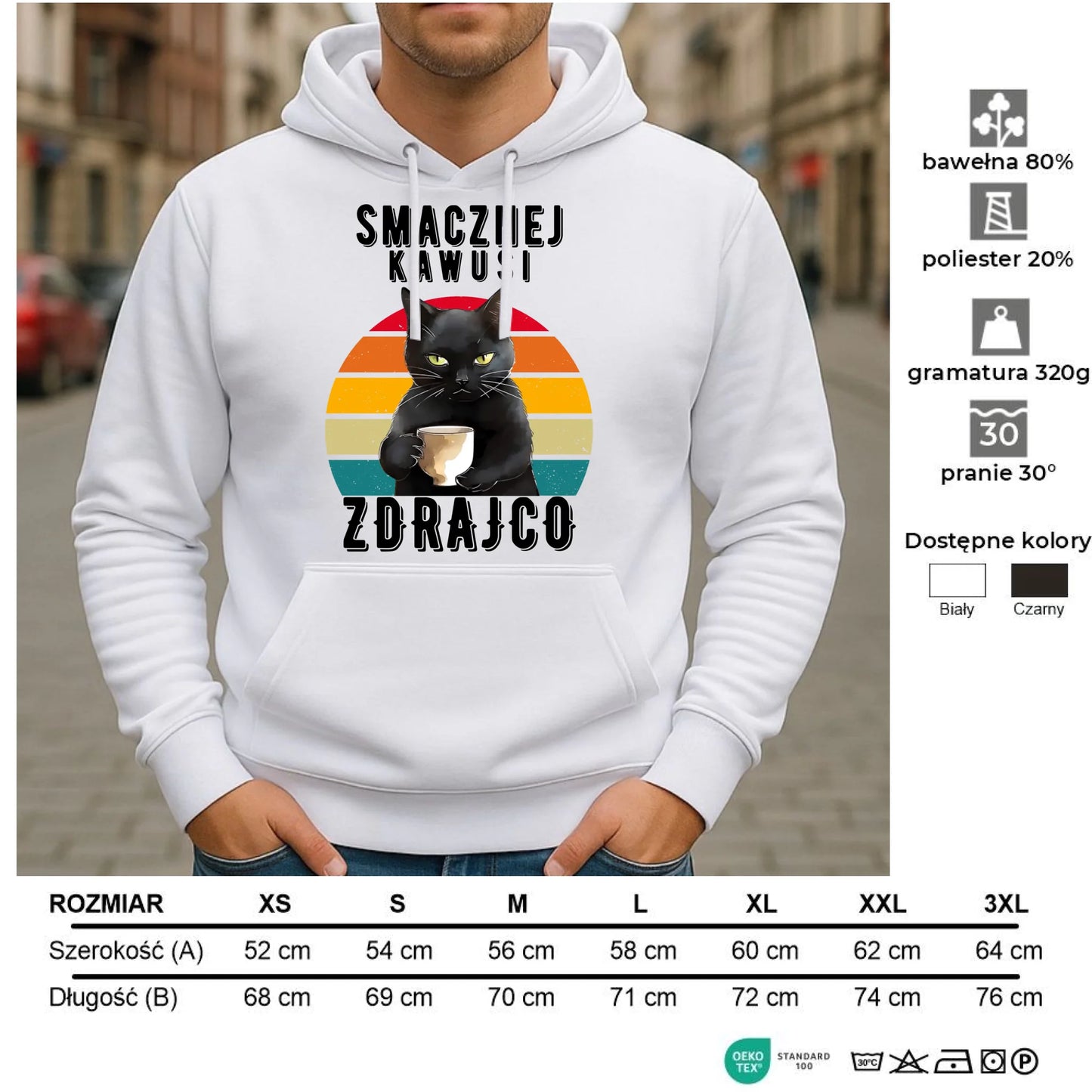 Bluza męska z kapturem na odejście z pracy - Smacznej kawusi zdrajco OP03 - StoryCups.pl