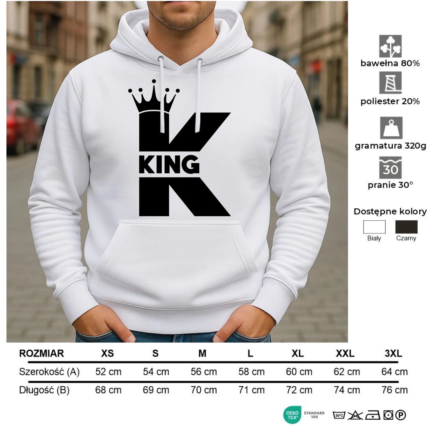 Bluza męska z kapturem - King W40 - StoryCups.pl