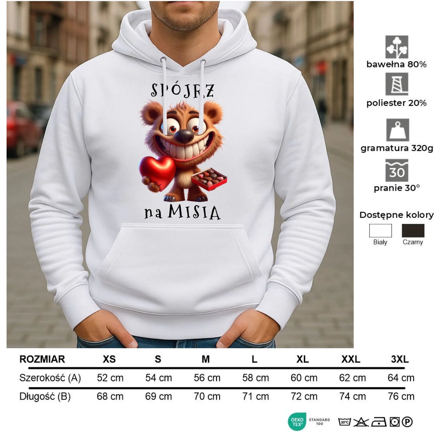 Bluza męska z kapturem - Spójrz na Misia W31 - StoryCups.pl