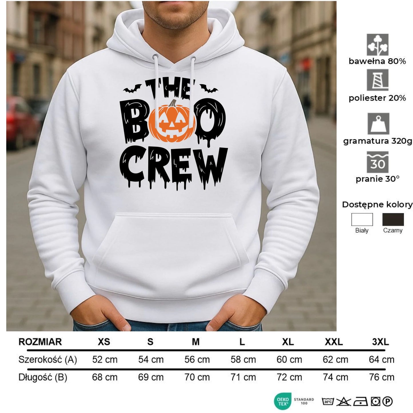 Bluza męska z kapturem na Halloween - The Boo Crew HL12 - StoryCups.pl