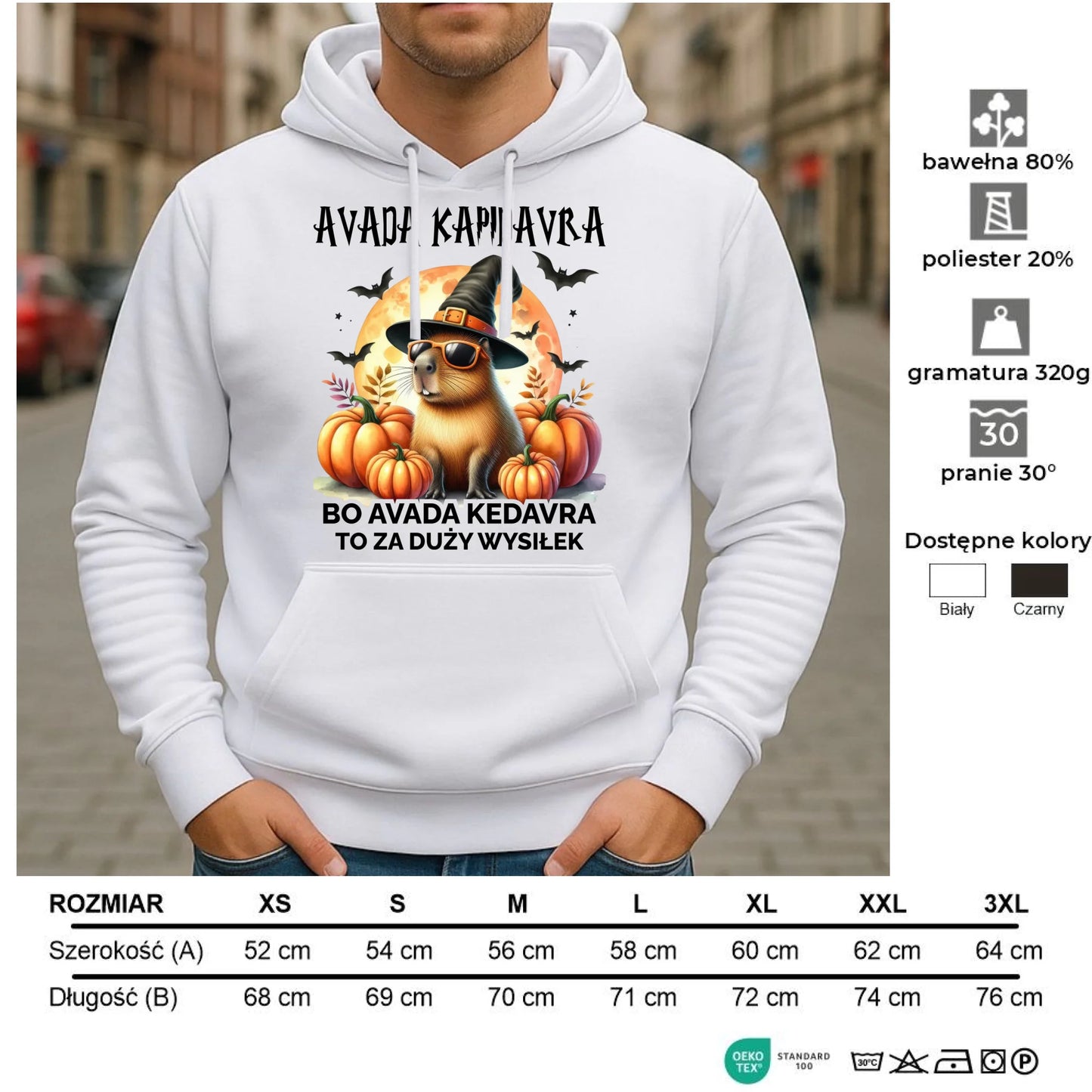 Bluza męska z kapturem halloweenowa - Kapibara - Avada Kapidavra HL21 - StoryCups.pl