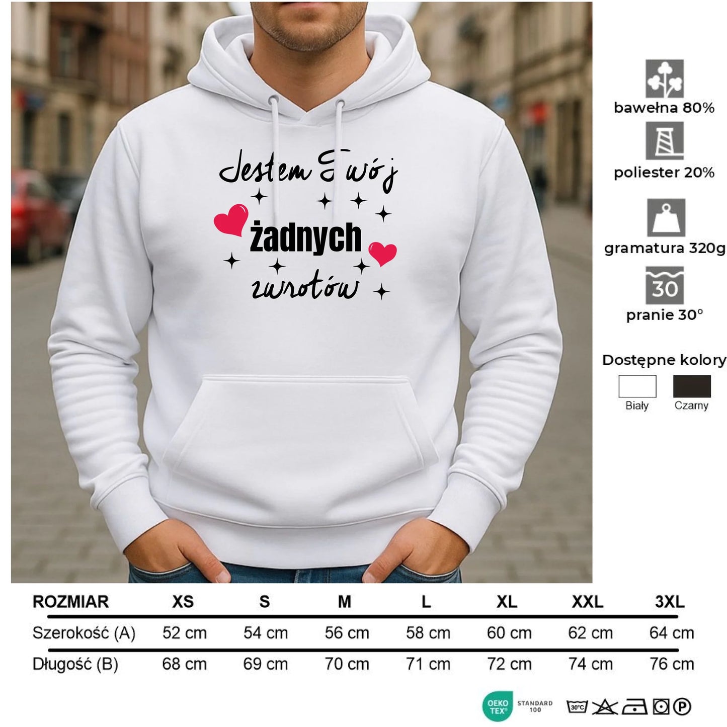 Bluza męska z kapturem - Jestem Twój żadnych zwrotów W29 - StoryCups.pl