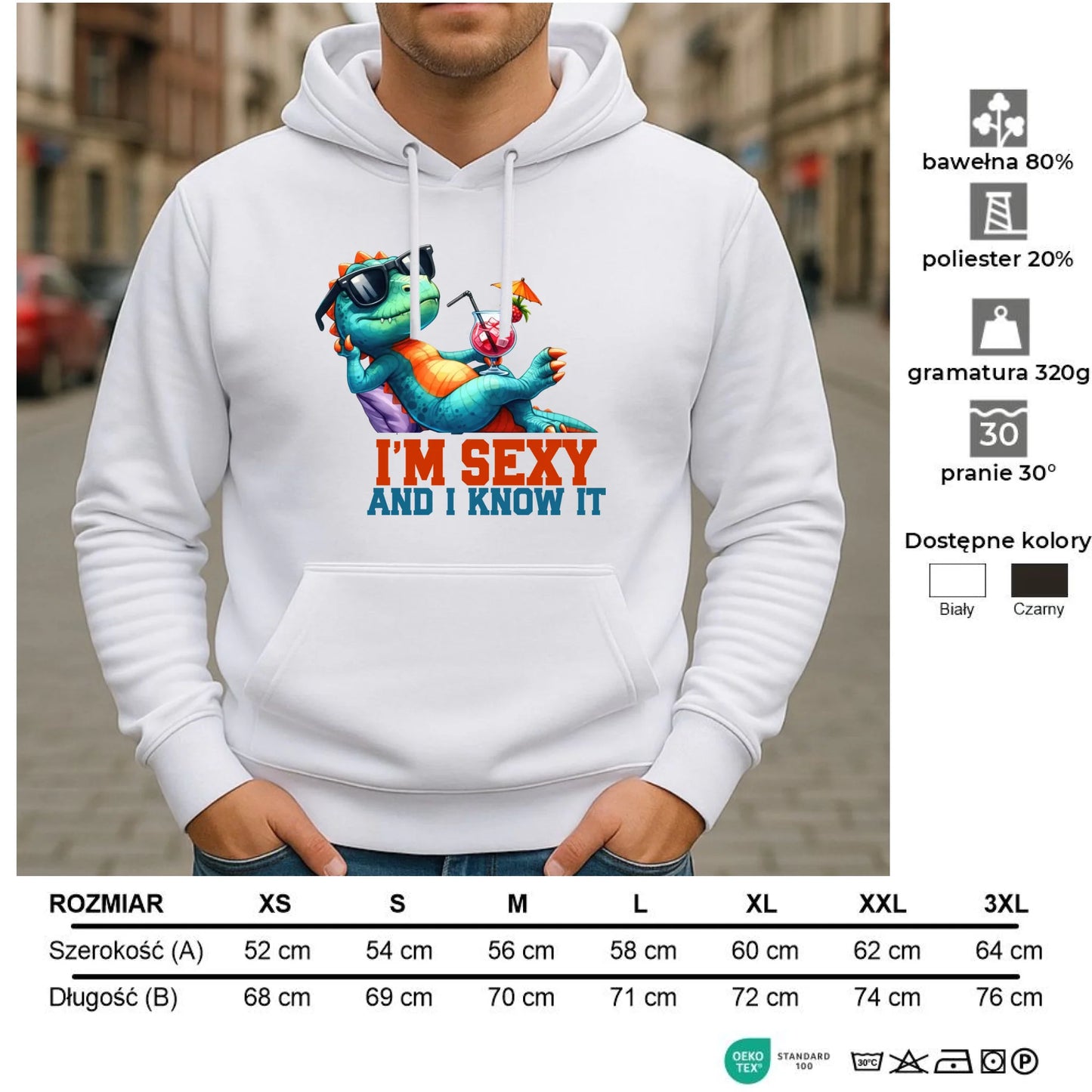 Bluza męska z kapturem - prezent dla chłopaka - I'm sexy - śmieszny nadruk DCH28 - StoryCups.pl