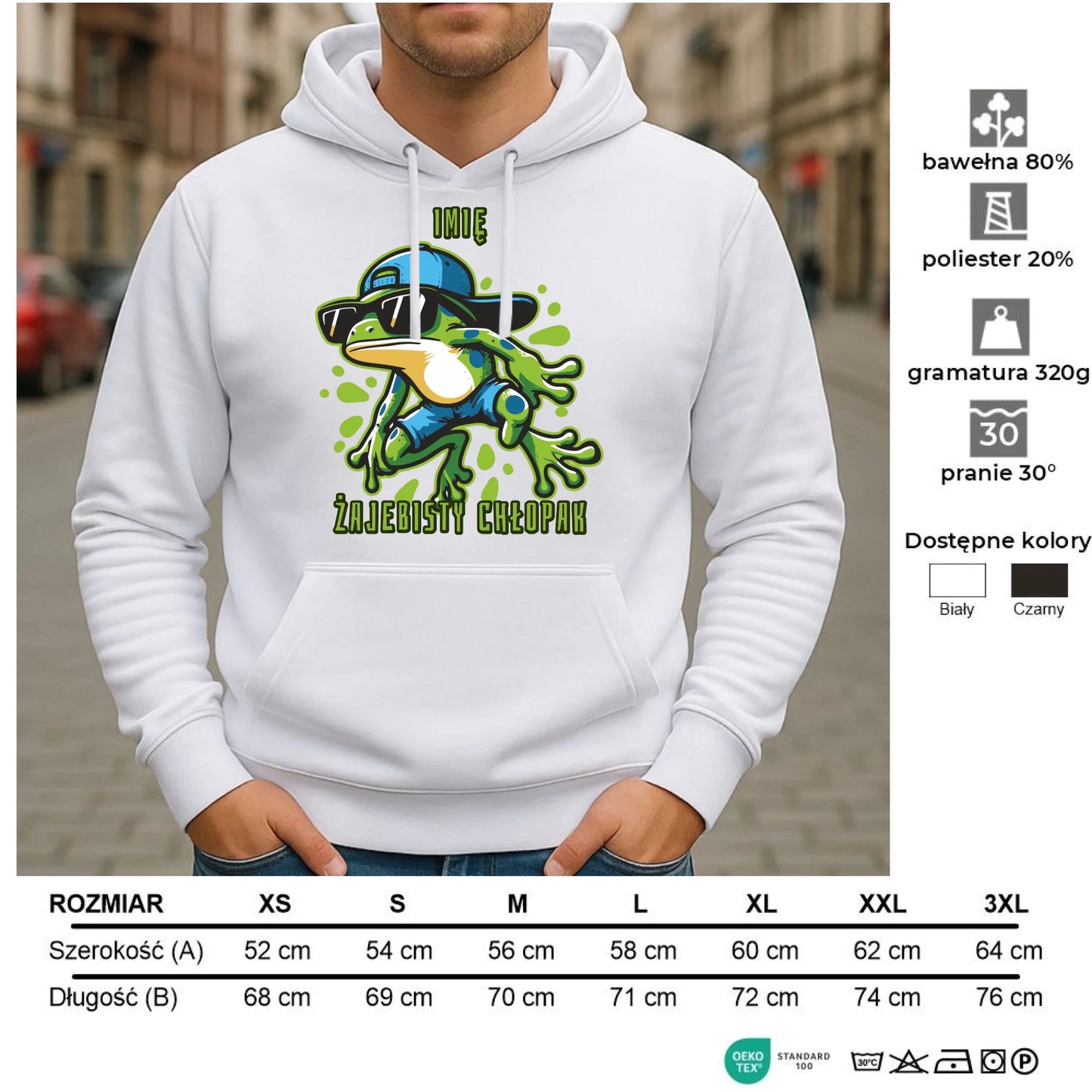 Bluza męska z kapturem - Żajebisty Chłopak prezent na Dzień Chłopaka - personalizowana DCH02 - StoryCups.pl