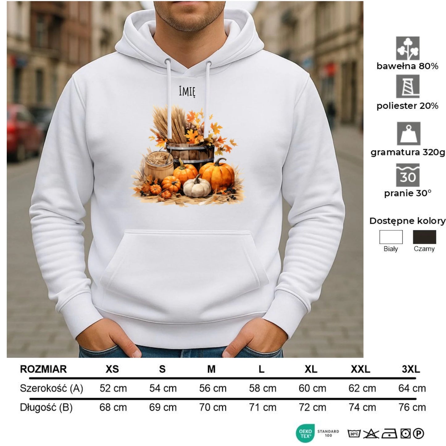 Bluza męska z kapturem na jesień - Harvest vibes - personalizowana JS09 - StoryCups.pl