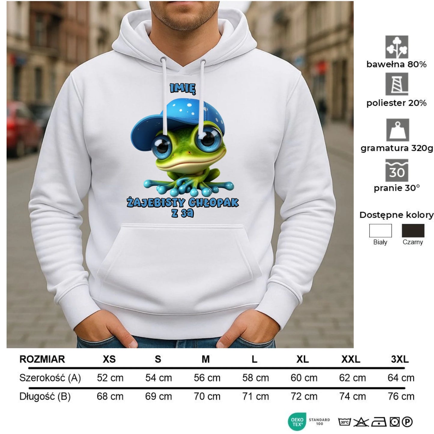 Bluza męska z kapturem na Dzień Chłopaka - Żajebisty Chłopak dla kolegów z klasy - personalizowana DCH01 - StoryCups.pl