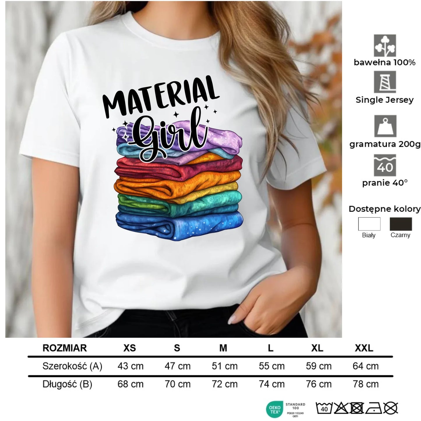 Koszulka damska szyciowa - prezent dla krawcowej - Material Girl HS02 - StoryCups.pl