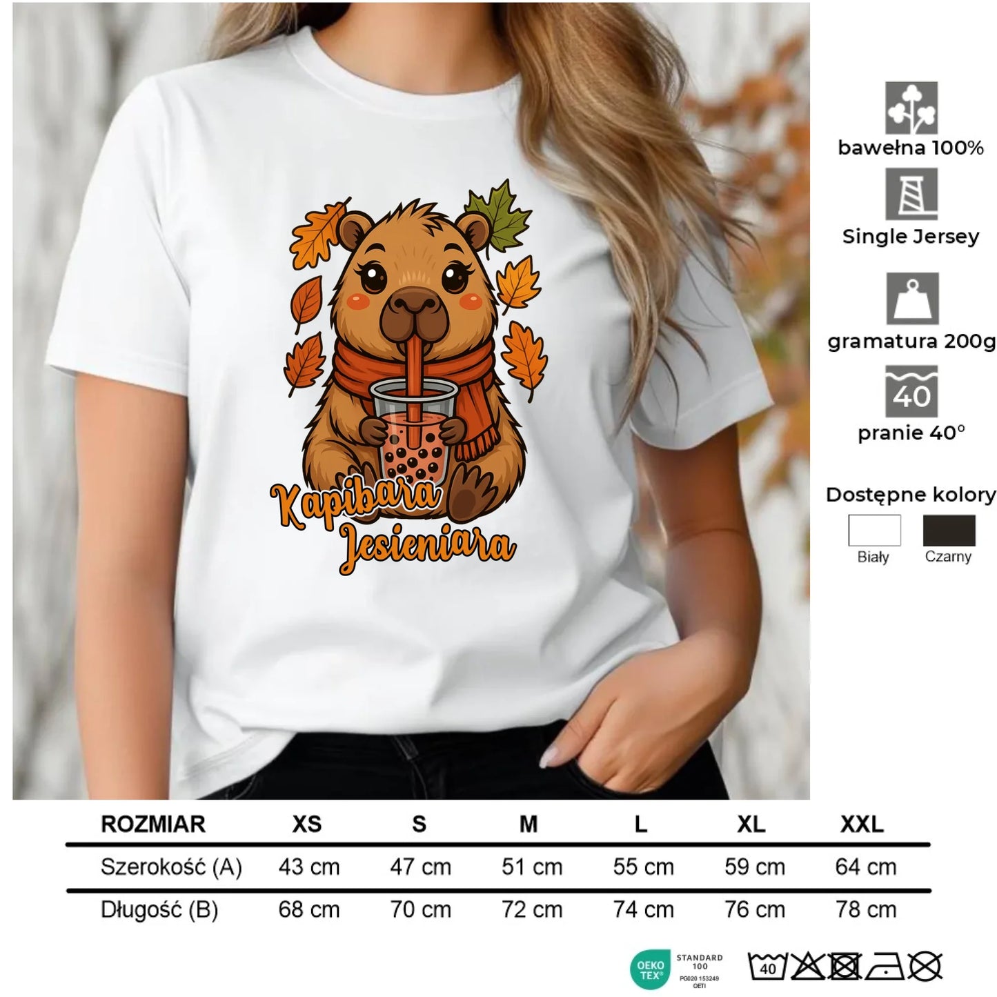 Koszulka damska jesienna - Kapibara Jesieniara JS19 - StoryCups.pl