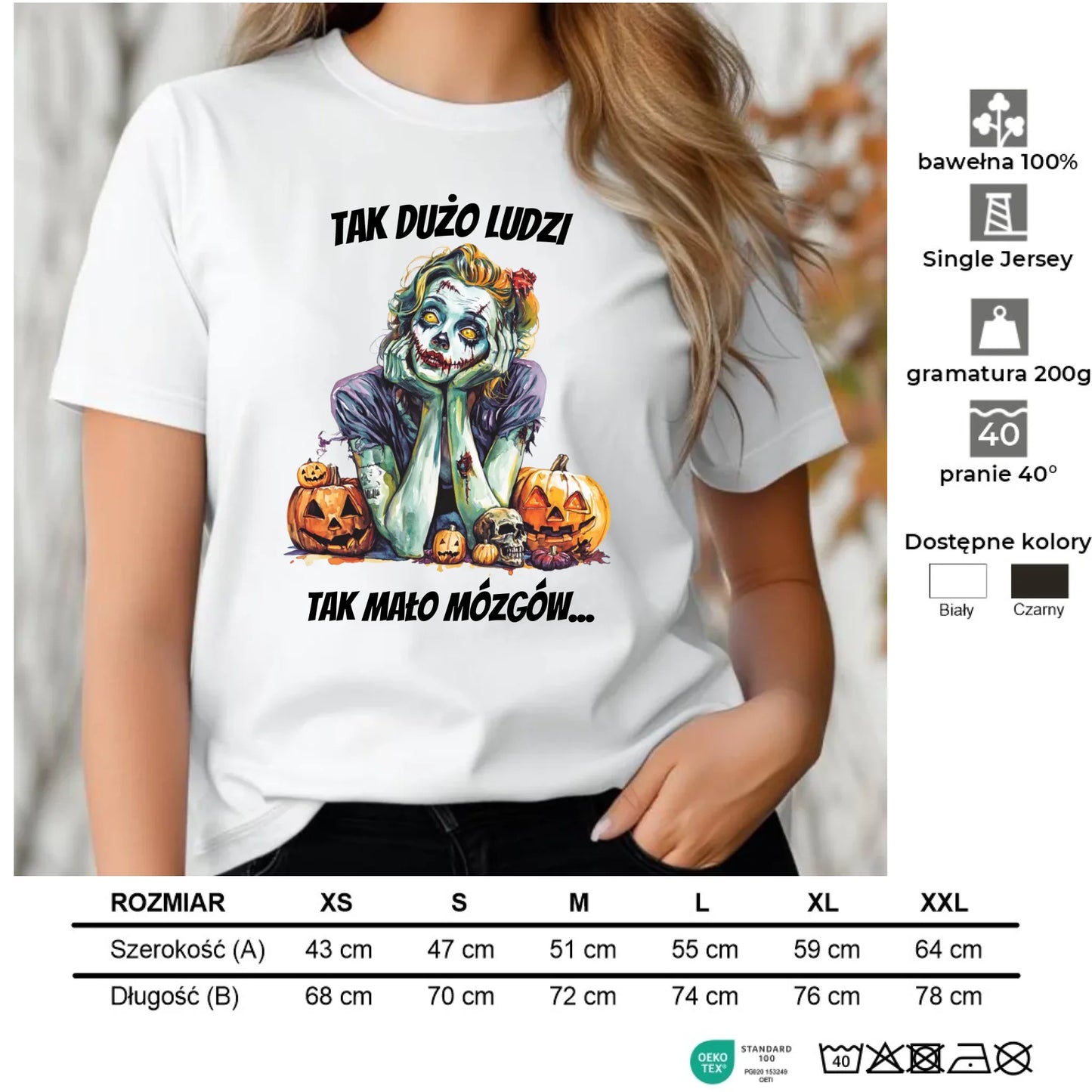 Koszulka damska na Halloween - Zombie - Tak mało mózgów HL31