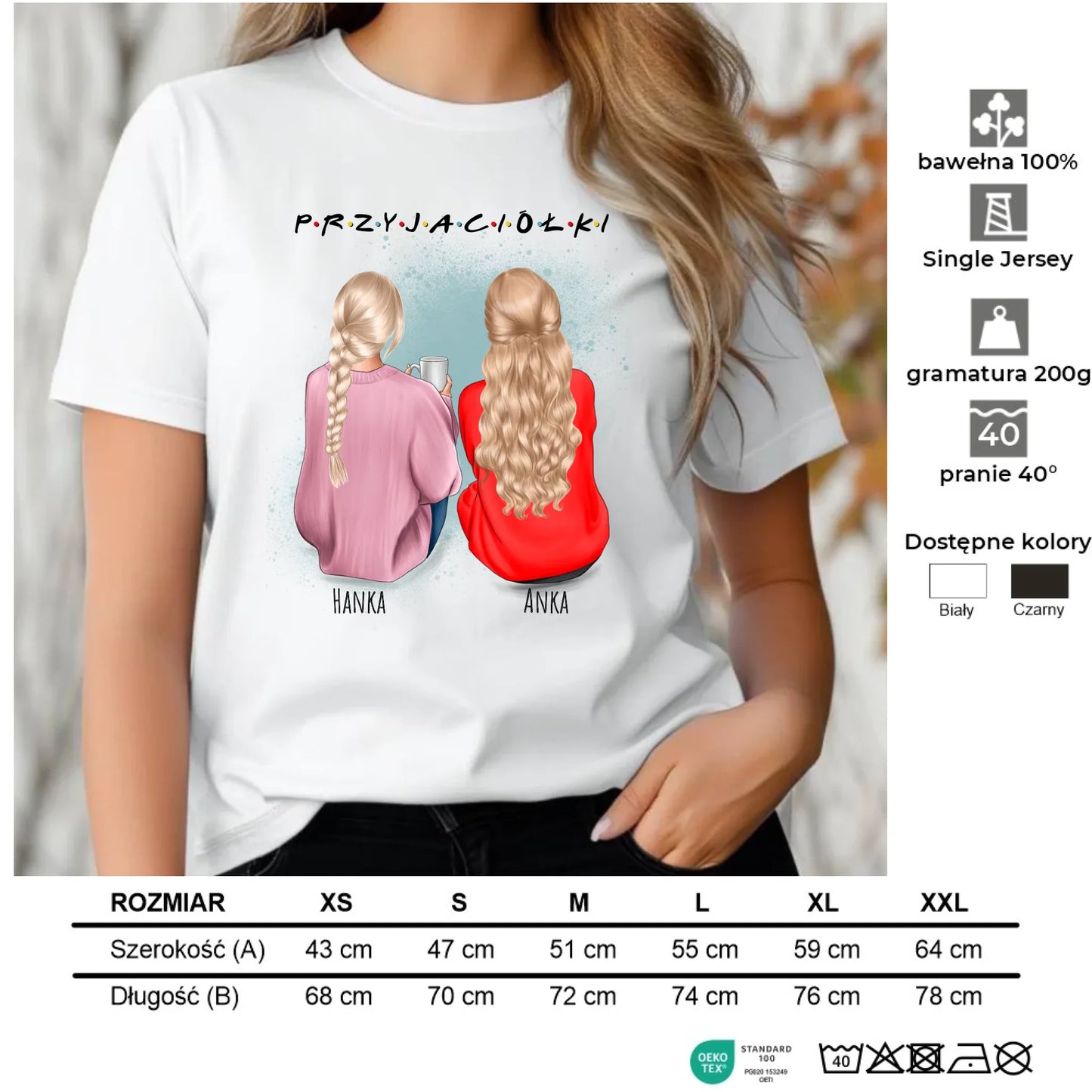 Koszulka damska - prezent dla przyjaciółki - personalizowane postacie 2-4 osoby PR02 - StoryCups.pl