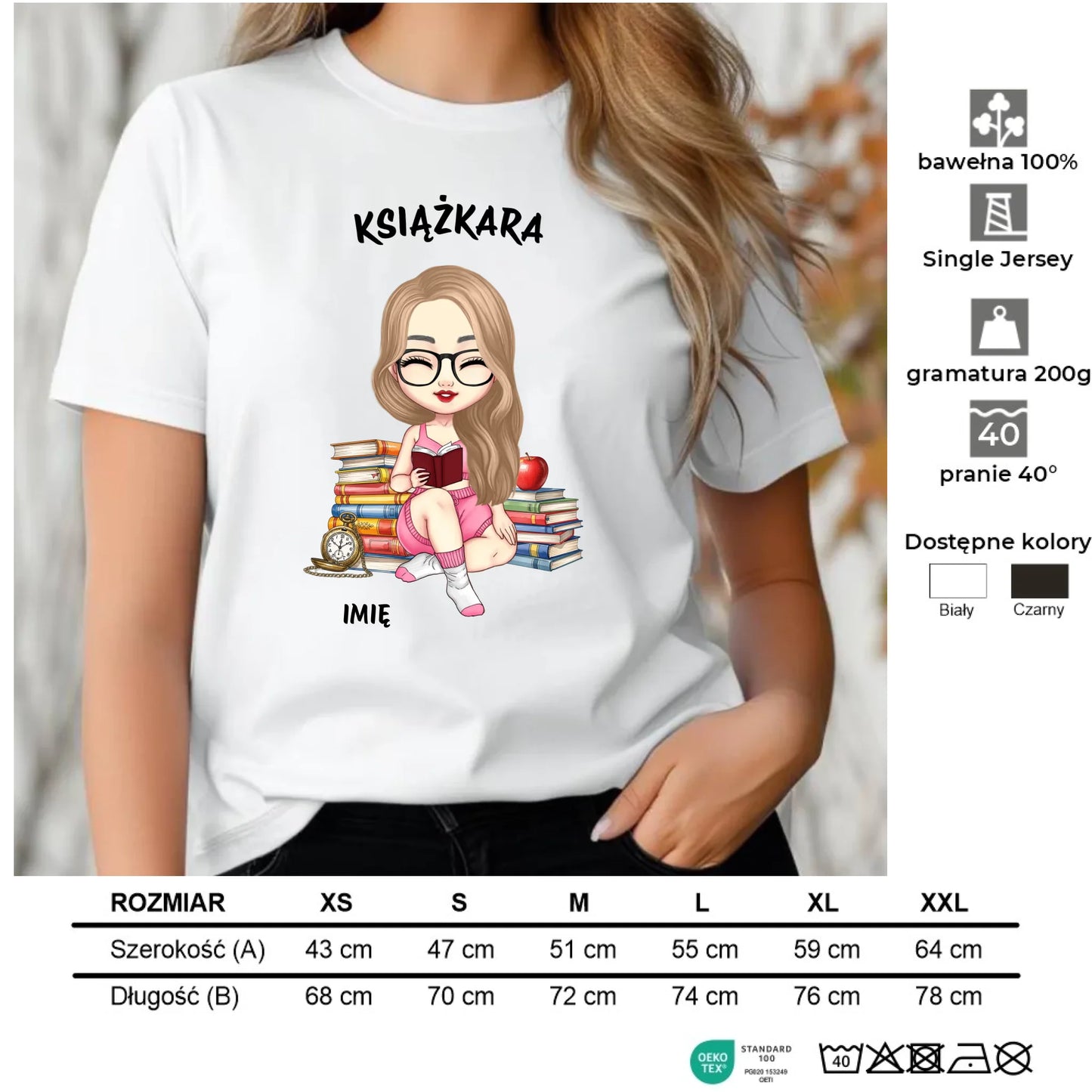 Koszulka damska - Książkara - Prezent dla miłośniczki czytania książek - personalizowana DZ04 - StoryCups.pl