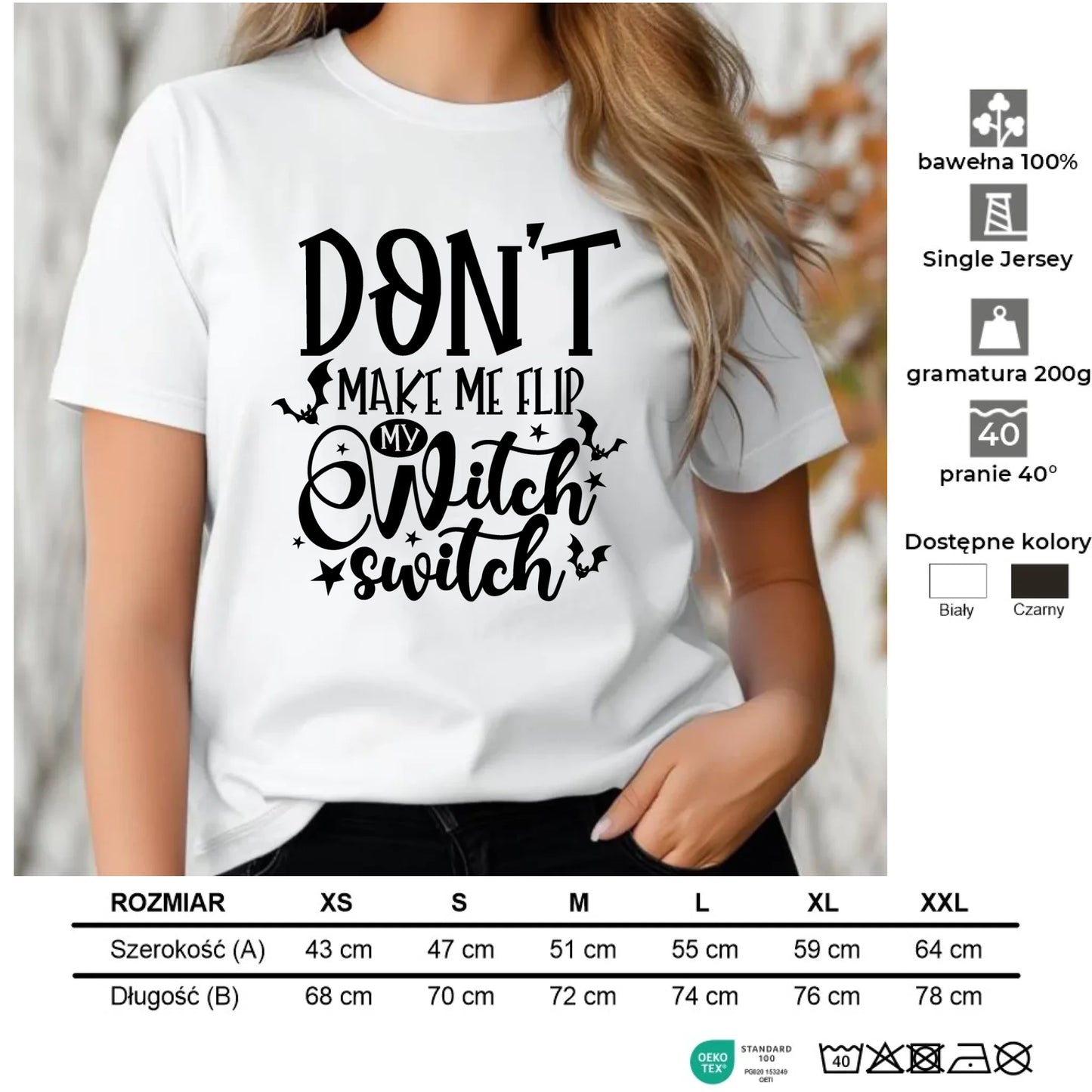 Koszulka damska na Halloween - Don't make me flip my witch switch - śmieszna HL11